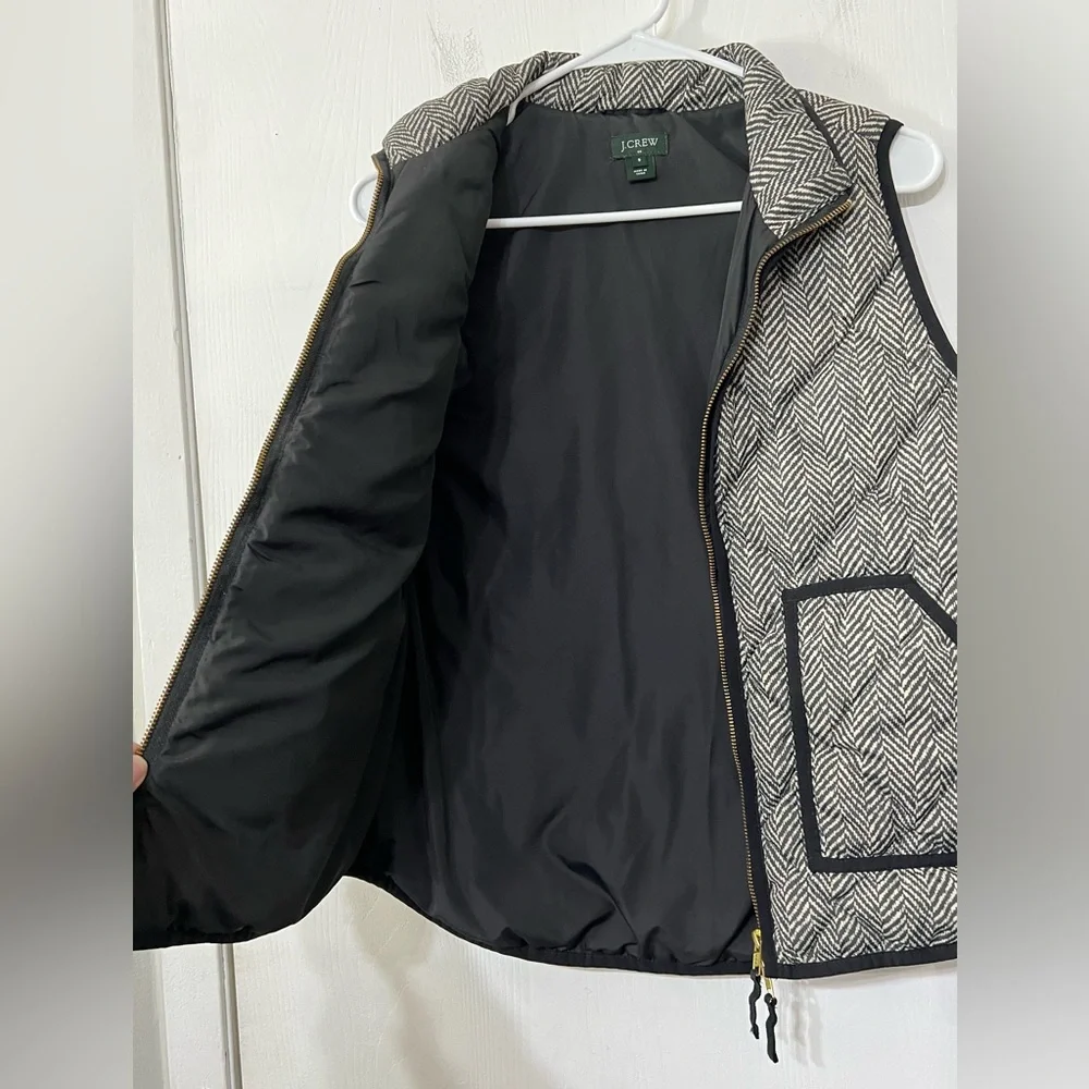 J. Crew Chevron Herringbone Quilted Puffer Vest Black